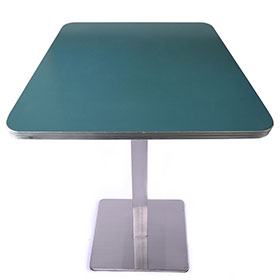 Formica fireproof turquoise color square table top with aluminium table edge and 304# stainless steel table legs retro 1950's diner table