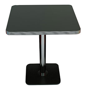 Popular 4 seater square black color formica table top with black iron and steel table legs american retro kitchen table