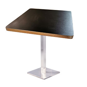 Black square formica veneer with glossy aluminium edge and steel table legs 50's american diner table
