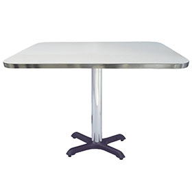 Formica laminate with plywood white table top with aluminium edge and black iron cross base american 1950's kitchen table