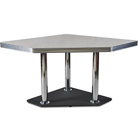 American 1950s retro diner table R-8221-3/4 square white Formica laminate with aluminium table edge and iron 3 table legs midcentury american retro dinette table