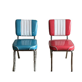 american 1950s retro diner chairs R-8376-Customize turqouise/pink color stainless steel American style 50s diner chairs 4 channels glossy vinyl midcentury retro diner chairs