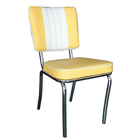 american 1950s retro diner chairs R-8303-Wholesale yellow and white color leather mid-century retro american diner chairs,yellow leather piping american chrome retro diner chairs