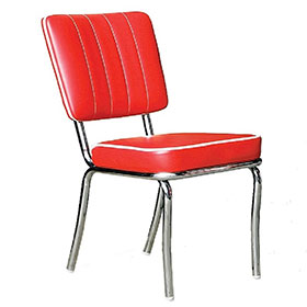 american 1950s retro diner chairs R-8316-High gloss stainless steel red leather with thick seat 1950's retro kitchen chairs, stripe back red color chrome american 1950 kitchen chairs