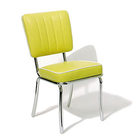 american 1950s retro diner chairs R-8317-Durable yellow PVC back and thick seat retro dining room chairs, yellow stripe back stainless steel frame american 50's dining room chairs