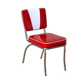 american 1950s retro diner chairs R-8333-Classic gloss red and white V back thick and smooth steel 1950's retro chairs, V back gloos red leather 1950's retro chairs for sale