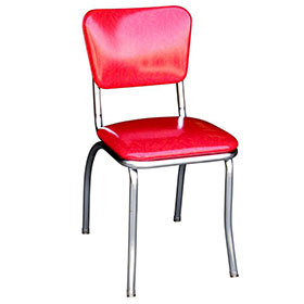 Red leather thin seat midcentury 1950s metal dinette chairs, customize all red colour bent backrest 50's retro dinette chairs