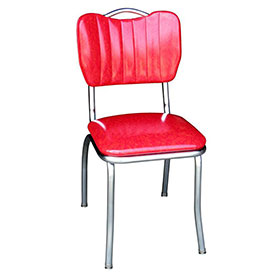 red colour with stripe and handle back classic american diner chrome chairs, all red PU leather with handle american classic chrome diner chairs
