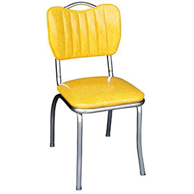 american 1950s retro diner chairs R-8363-Stripe back with handle yellow leather american style 1950s dinner chairs, steel frame with thin seat 1950s american dinner chairs