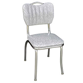 american 1950s retro diner chairs R-8364-Handle back with gray pattern leather 1950s style american dinner chairs, gray leather stripe with handle american 1950s dinner chairs