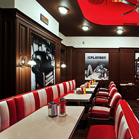 UK 150s Bourdain Food-American 1950s style retro diner booth seating and table set, retro diner bar counter and bar chairs set gallery