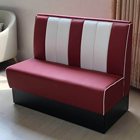 american 1950s retro diner booths R-8504-Customize rubby american Bel air diner booth sofas, 2 seater long stripe back american retro 50s dining room Bel Air diner booth sofas