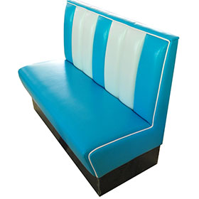american 1950s retro diner booths R-8508-Customize glossy vinyl leather american retro kitchen booth seating, midcentury classic glossy blue 2 seating retro kitchen booth seating
