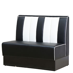 american 1950s retro diner booths R-8509-Wholesale black PU leather 2 seater 1950's retro diner booth seating, solid wood frame with plywood black colour retro diner both seating