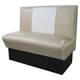 Customize grey and white leather mid-century retro coffee room booth couch,grey stripe back cafeteria 1950s retro diner booth couch