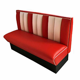 Customize long 3 seater red and white leather diner booth seating, 59
