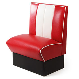 american 1950s retro diner booths R-8521-Red and white single seater american style retro diner booth seating, 24in length red colour retro american booth seating furniture