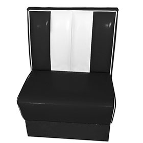 american 1950s retro diner booths R-8522-1 seater black leather 1950's style retro dining room booth sofas, black and white colour stripe backrest dining room retro 1950s booth seating