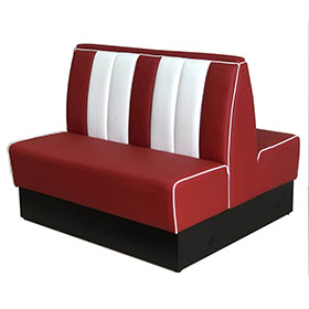 american 1950s retro diner booths R-8533-Midcentury american style rubby doubleside retro fast food booth couches, wood frame rubby 4 seat doubleside retro booth couches