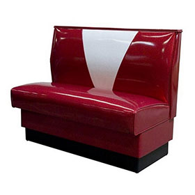 american 1950s retro diner booths R-8540-Classic v back rubby colour american style retro diner booth seating, thick seat and backrest V back rubby american diner booth seating
