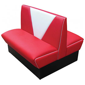 american 1950s retro diner booths R-8547-V shape back to back 4 seat red colour american retro dining booth, doubleside V shape 1950s american dining room booth couches