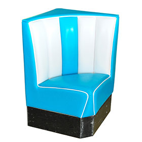 american 1950s retro diner booths R-8558-Single seat corner turquoise leather american style cafeteria booth sofas, corner single turquoise 1950's cafeteria booth sofas for sale