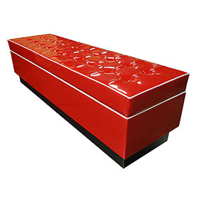 american 1950s retro diner booths R-8576-Glossy red American style retro 50s diner bench couches, with storage parts red midcentury soft retro diner booth benches