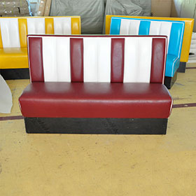 long 3 seater booth couch-High quality long 3 seater 1.5 meter rubby and white color retro style american 50s diner booth couch gallery