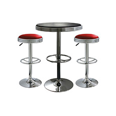 American 1950s retro round lifting bar table and chair set, doule seat round lifting 1950s retro bar table set furniture