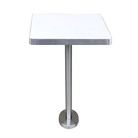 american 1950s retro diner bar table R-8711-Customize #304 steel fixed to floor table base square 1950's retro cafeteria bar table, durable fixed table base retro 1950s cafeteria bar table