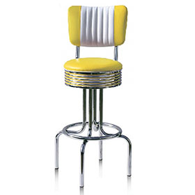 american 1950s retro diner stools R-8804-Wholesale yellow/turquoise leather color chrome 1960's american diner bar stools, stripe back high seater 1960s retro diner chrome bar stools