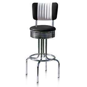 american 1950s retro diner stools R-8806-Classical black/red color vinyl #304 steel stripe back round 50s restaurant bar chairs, stainless steel thin seater restaurant american 50s bar chairs