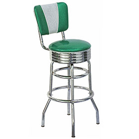 american 1950s retro diner stools R-8814-Colorful turquoise/red V back with piping fifties american diner bar chair, stainless steel 50s american style retro club bar stools furniture
