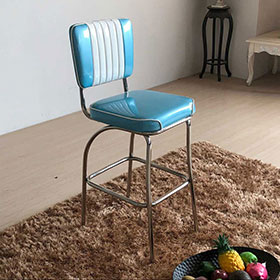 Gross turquoise stripe backrest steel midcentury retro bar stools, turquoise with white stripe american 50s club bar stools furniture for sale