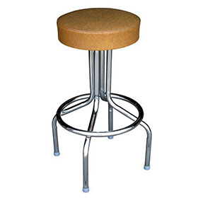american 1950s retro diner stools R-8831-Midcentury dinette brown PVC round short retro bar stools, steel frame with round brown seat 21.5inch height retro 50s bar stools chairs