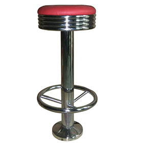 american 1950s retro diner stools R-8832-Red leather round seat american retro bar stools fixed to floors,steel frame with round footer retro american bar stools chairs fixed to floor