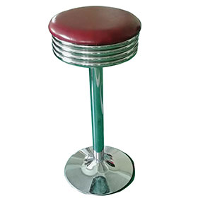 american 1950s retro diner stools R-8835-Rubby leather with chrome baseplate midcentury round retro bar stools, chrome frame wiith rubby round 1950s american retro bar stools