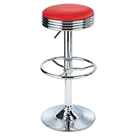 american 1950s retro diner stools R-8836-Red round adjustable retro bar stools with chrome baseplate,restaurant red vinyl chrome adjustable seat round 1950's retro bar stools
