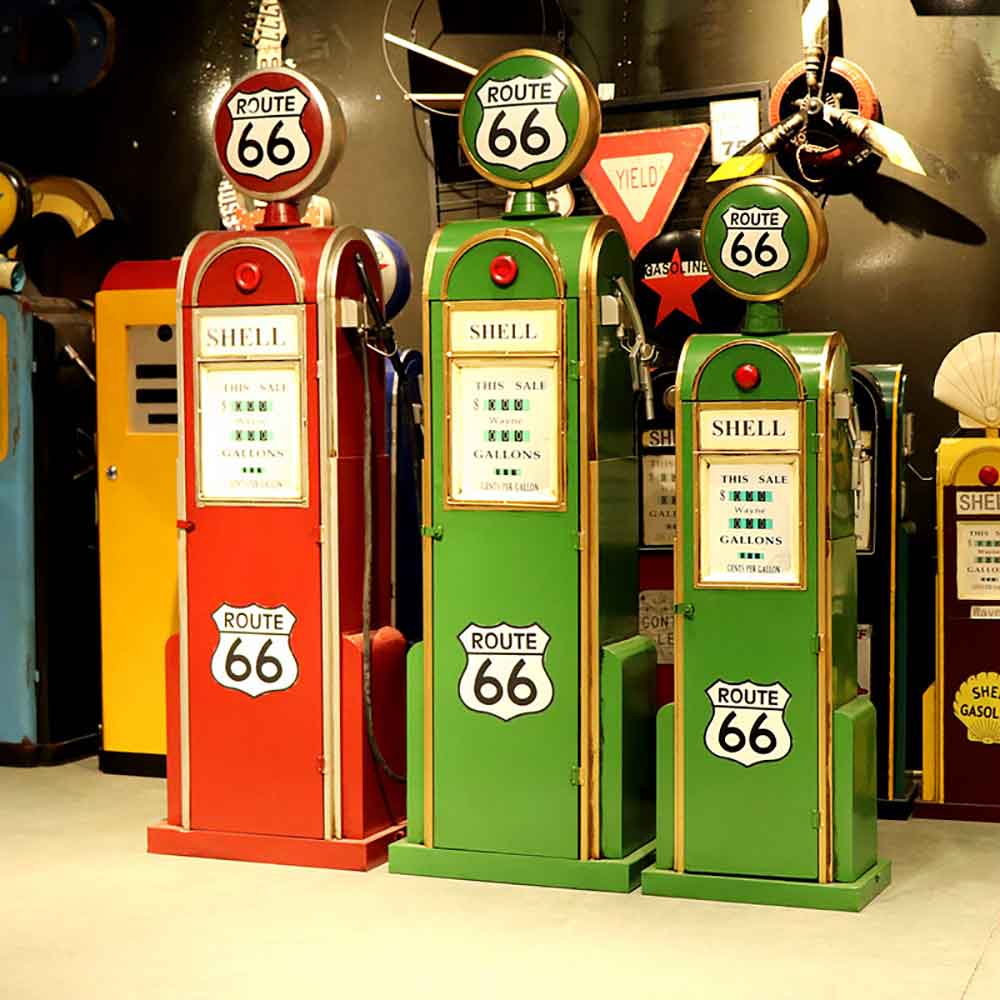 <b>1950s retro diner decor design R-8926</b>-American retro 1950s diner metal 66 signage red fuel bowser models, 1950s retro metal shell models, 120/150/180cm iron retro TEXACO models