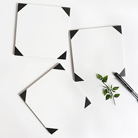 1950s retro diner decor design R-8924-Retro diner floor white and black ceramic tile, 20*20/30*30 small square black 1950s diner ceramic tile floor