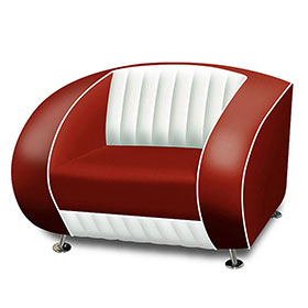 Durable red and white color Bel Air diner booth seating