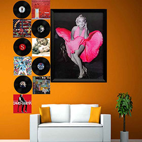 <b>1950s retro diner decor design R-8903</b>-American diner round vinyl records decor, colorful round iron retro 1950s diner vinyl records decoration