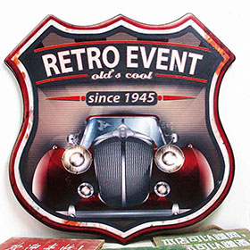 1950s retro diner decor design R-8904-American diner iron shield decor, iron retro 1950s diner shield decoration