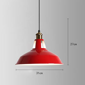 Red/green color iron with hole top with wire retro diner pendant lights