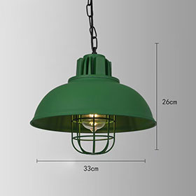 Red/green half round with guard with wire retro diner pendant lights