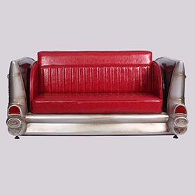  classic 1950s retro car seat couch R-8961-Classic double seater retro diner metal chevrolet back car sofas seating M8961, red leather 2 seater 1950s diner metal chevrolet back car sofas