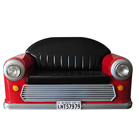 classic 1950s retro car seat couch R-8964-Customize with LED lights retro diner iron car sofas seating M8964, retro dining room/kitchen iron frame with leather upholstered car sofas
