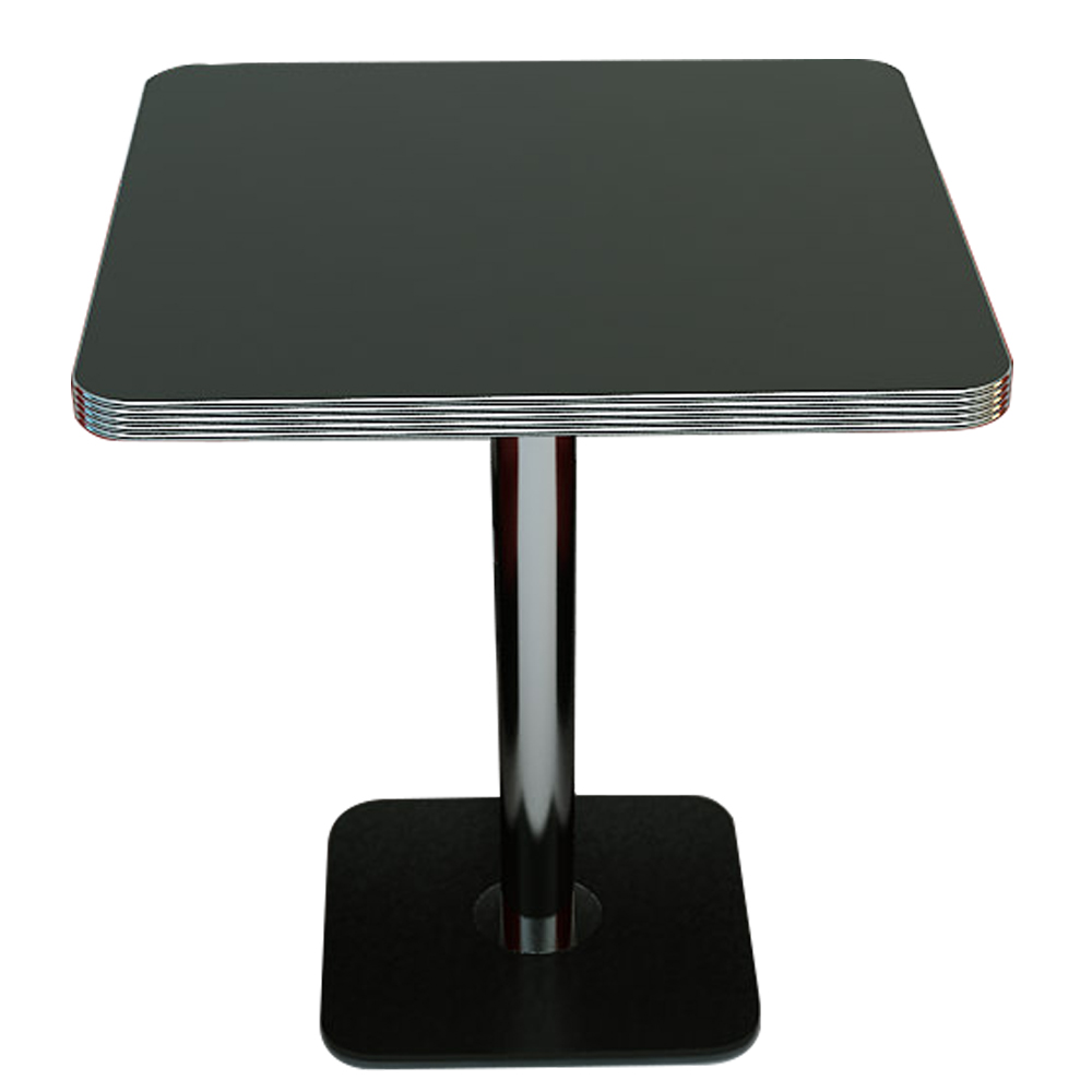American 1950s retro diner table R-8207,Popular 4 seater square black color formica table top with black iron and steel table legs american retro kitchen table