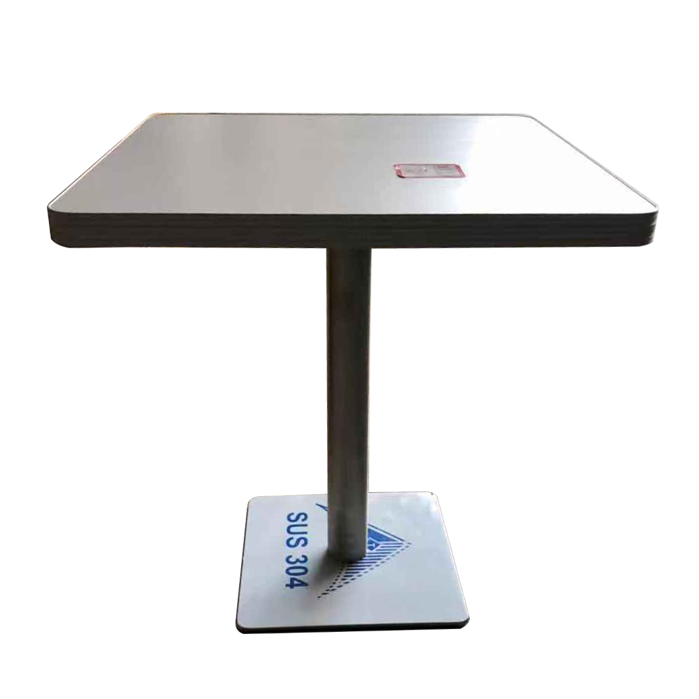 American 1950s retro diner table R-8209,Square 4 seater white color table top with 304# steel square table legs american midcentury retro table