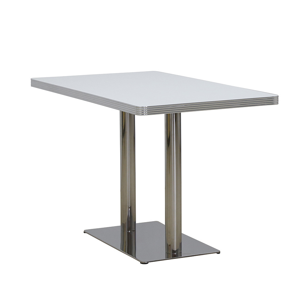 American 1950s retro diner table R-8215,4 seater rectangle white color table top with rectangle steel table bases retro 50's restaurant table
